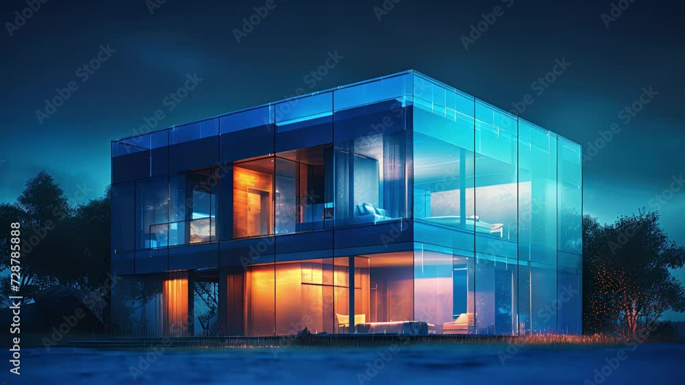 Beautiful glass house. Luxurious house. Created with generative AI Beautiful glass house. Luxurious house. Created with generative AI