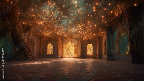 empty room in a magical forest. Created with generative AI.	
