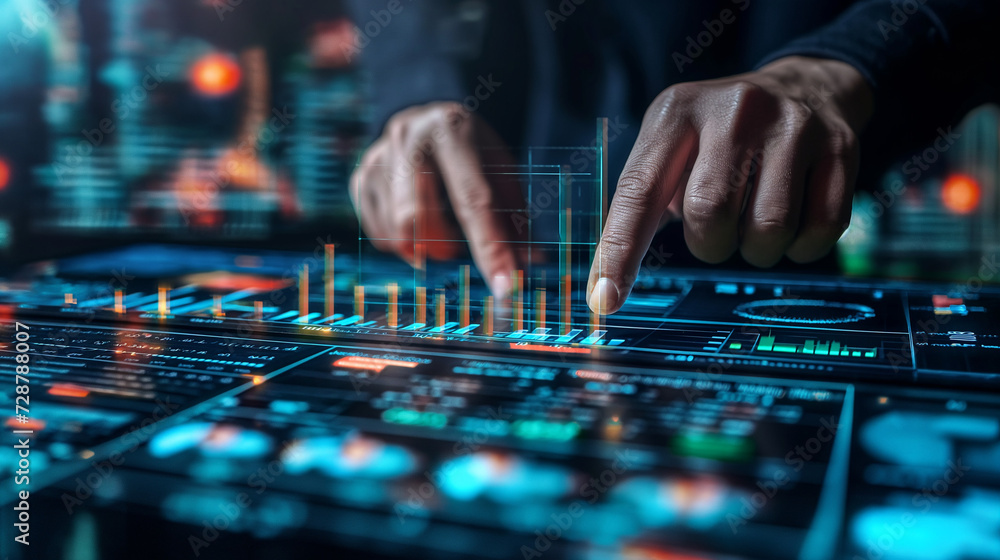 Person Touching Sound Board in Recording Studio Person Touching Sound Board in Recording Studio
