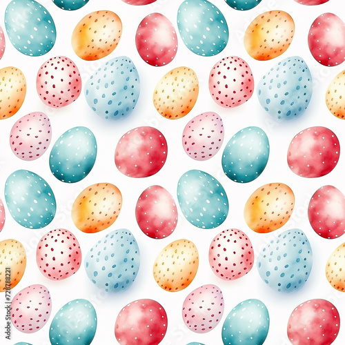 cute watercolor pastel easter eggs on white background. seamless pattern. tile