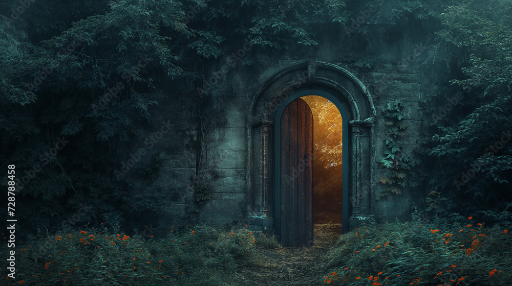 A Doorway Amidst a Verdant Forest A Doorway Amidst a Verdant Forest