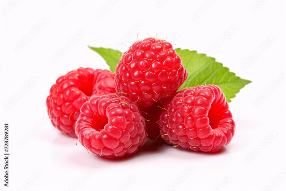 Fresh raspberry fruits in front of white background Fresh raspberry fruits in front of white background