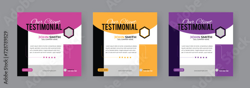 Clients feedback banner design or clients testimonial feedback banner set of colorful banners