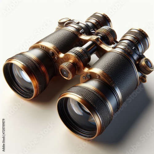 old binoculars isolated on white