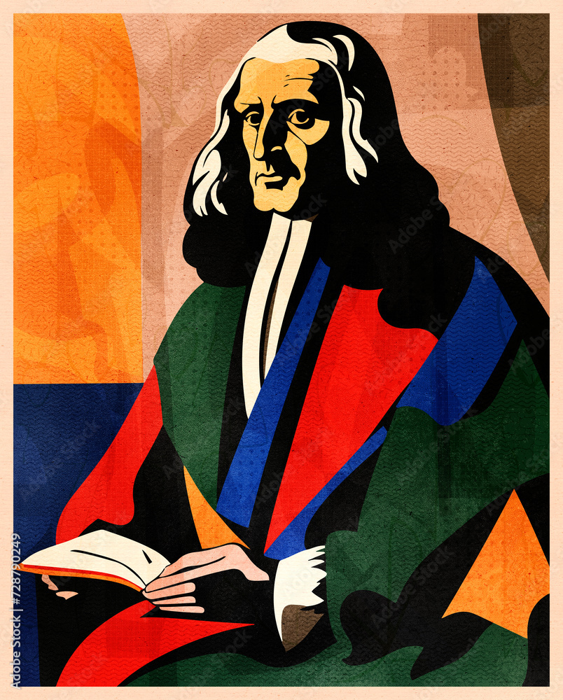 Fototapeta premium Isaac Newton Illustration. Isaac Newton Contemporary art graphic portrait.