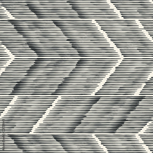 Monochrome Broken Striped Optical Chevron Pattern