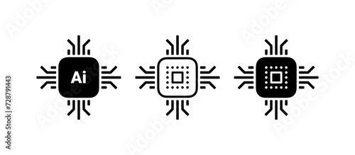 Artificial intelligence chips. Vector icons