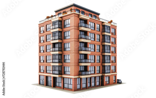 Walnut-Tinted Apartment Building isolated on transparent Background