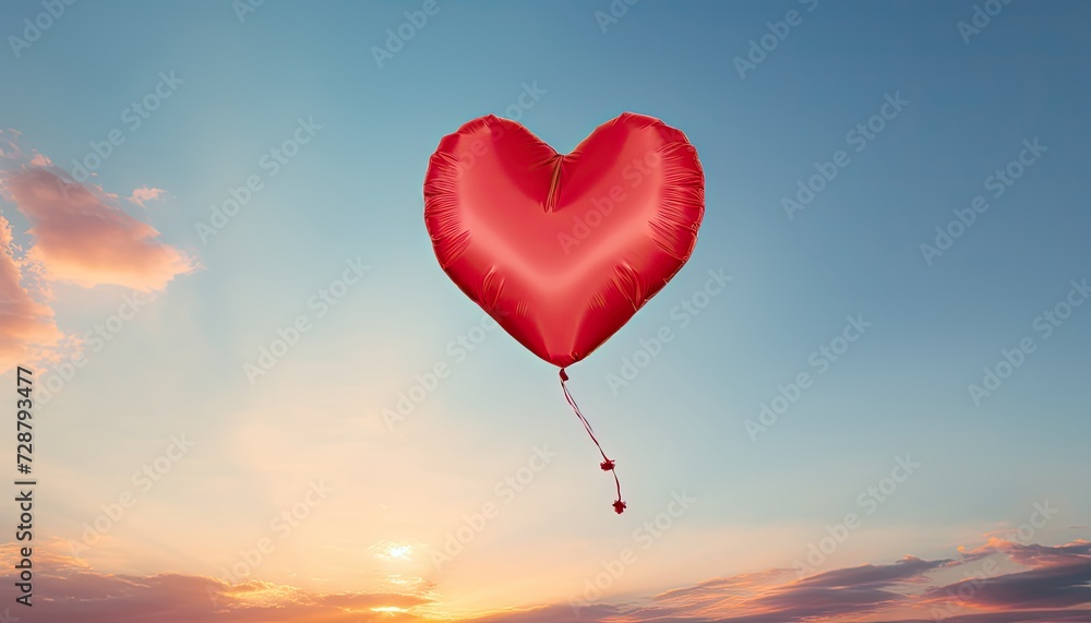 Fototapeta premium Heart Shaped Balloon Floating in the Air