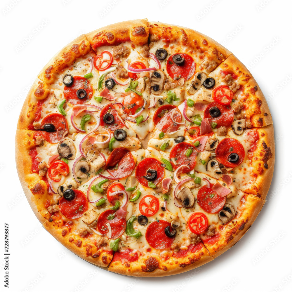 pizza with white background, isolated