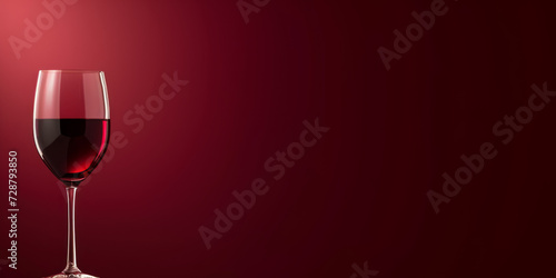 Rich maroon banner with a wine glass on the side with space for copy space.