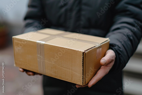 Man holding a cardboard box © mgorak