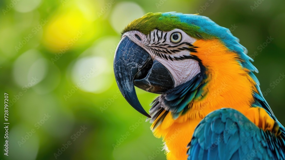 Serene African Macaw Parrot Showcasing Intricate Feather Patterns and Curved Beak Serene African Macaw Parrot Showcasing Intricate Feather Patterns and Curved Beak