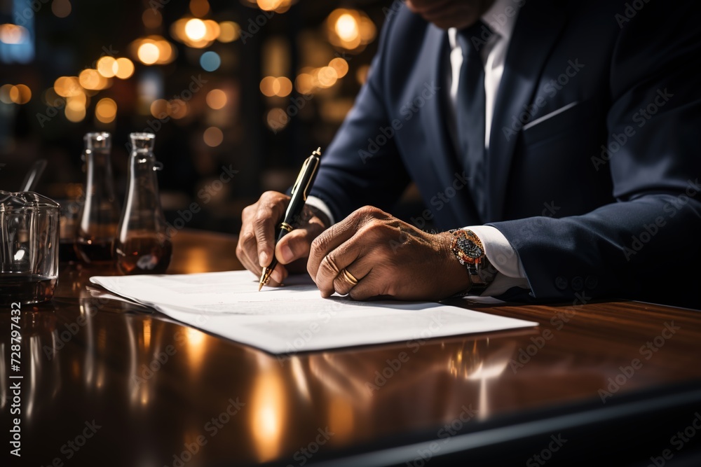 Lawyer signing a contract