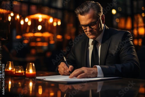Business consultant signing a contract
