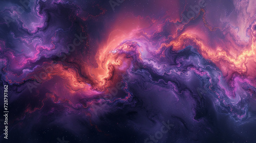 A celestial collision of deep purples, cosmic blues, and radiant pinks unfolding on a marble canvas, reminiscent of a distant galaxy. © Adnan Haider