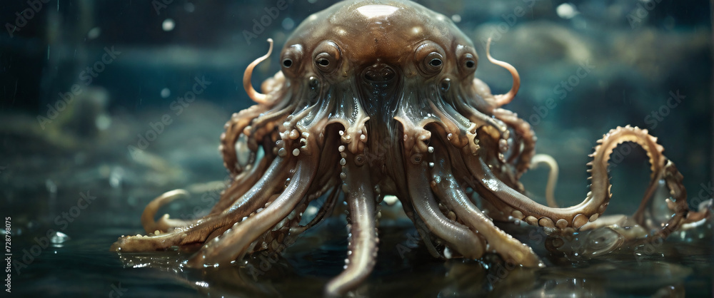 In the exquisite composition, a resplendent tentacled alien of majestic