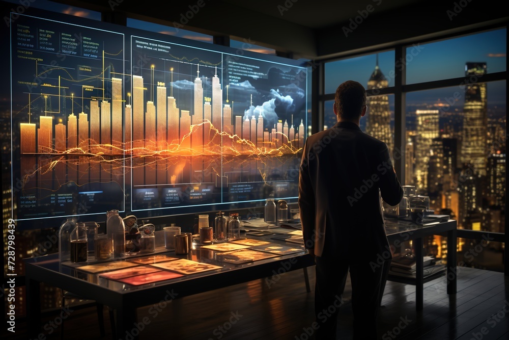 Charting Progress: A Businessman Delivers a Persuasive Presentation, Backed by Informative Statistics and Graphs, Mapping the Road to Success Charting Progress: A Businessman Delivers a Persuasive Presentation, Backed by Informative Statistics and Graphs, Mapping the Road to Success