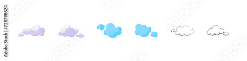 Clouds vector cartoon flat and doodle style. Cloud sky decoration element set.