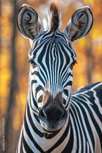 Detailed Zebra Head and Neck  Stripes and Gentle Alertness in Focus