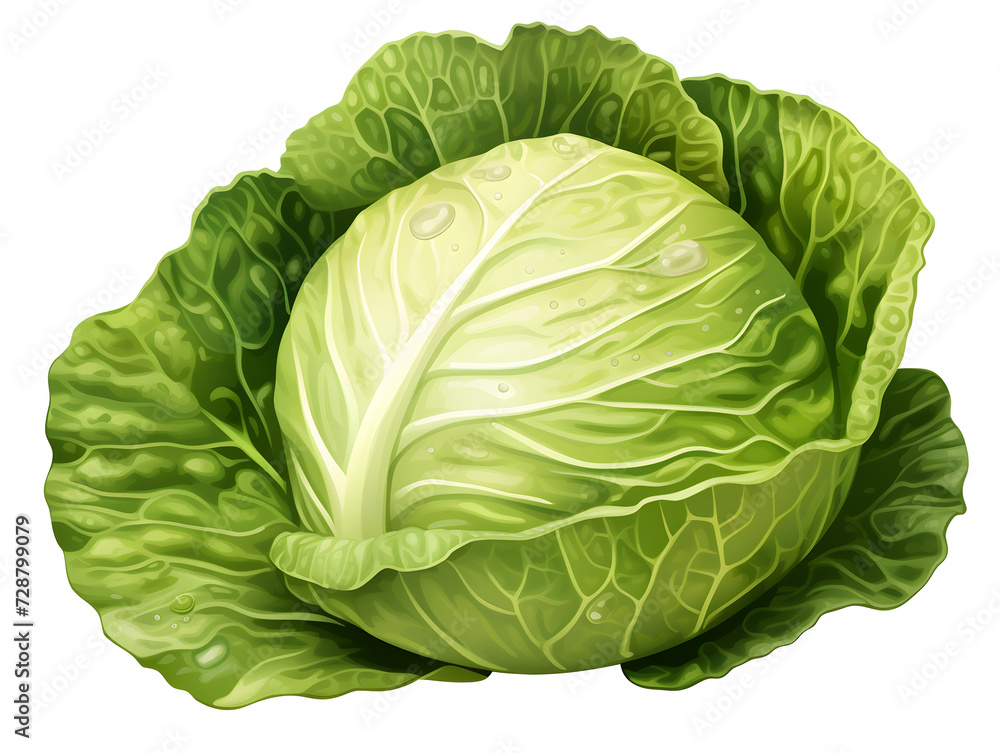 Illustration of green cabbage on white background Illustration of green cabbage on white background