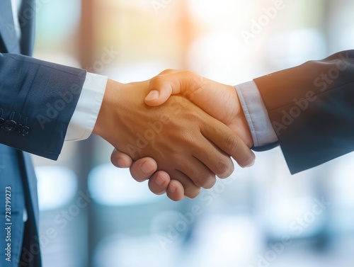 Business handshake for teamwork of business merger and acquisition,successful negotiate,hand shake,two businessman shake hand