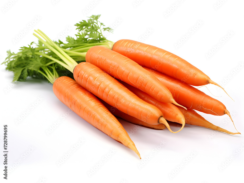 A bunch of fresh carrots isolated on white background A bunch of fresh carrots isolated on white background