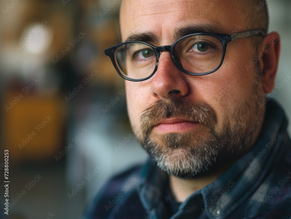 Closeup Portrait of a creative director at a design workshop, showcasing creativity, . Closeup Portrait of a creative director at a design workshop, showcasing creativity, .