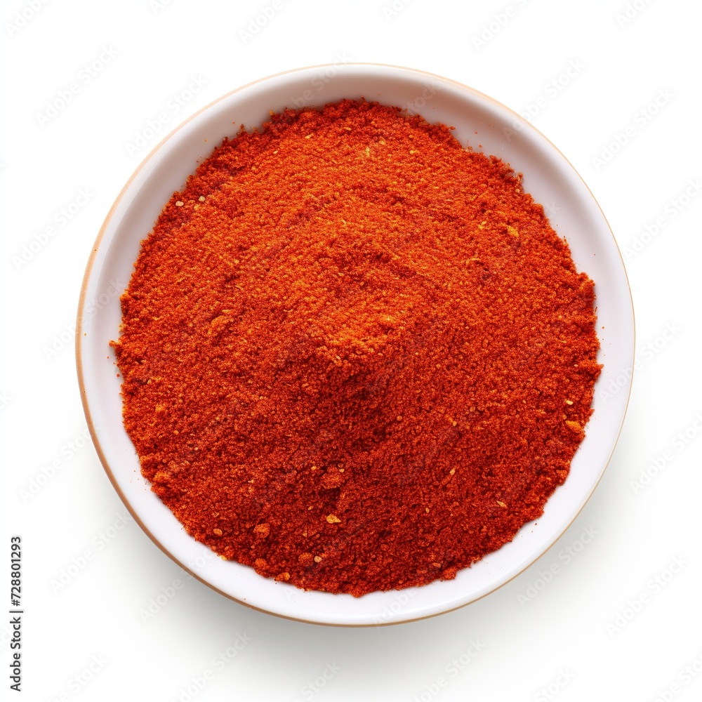 Chili powder on a bowl isolated on a white background Chili powder on a bowl isolated on a white background
