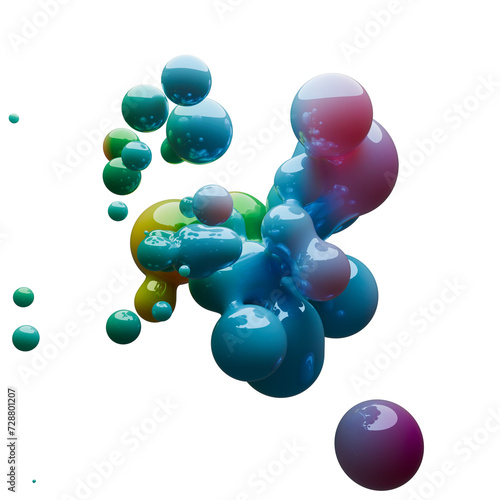 3d illustration, modern glossy metaballs with colorful gradient material. Abstract figures with the effect of liquid plastic. Minimalist design, liquid plastic, liquid glossy metal.