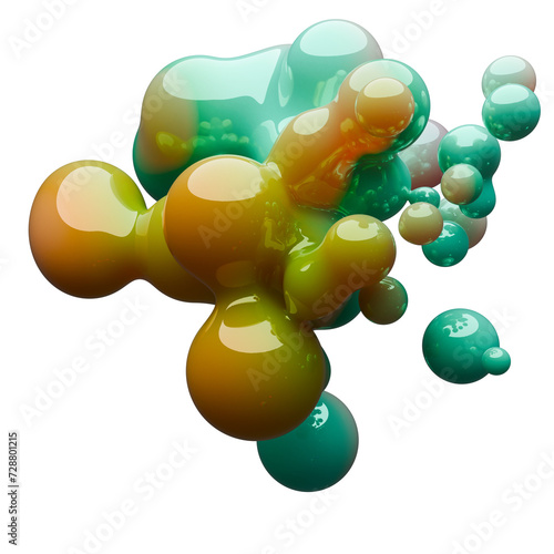 3d illustration, modern glossy metaballs with colorful gradient material. Abstract figures with the effect of liquid plastic. Minimalist design, liquid plastic, liquid glossy metal.