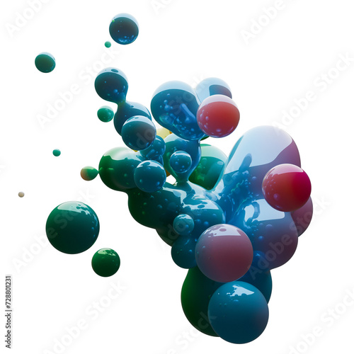 3d illustration, modern glossy metaballs with colorful gradient material. Abstract figures with the effect of liquid plastic. Minimalist design, liquid plastic, liquid glossy metal.
