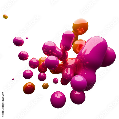 3d illustration, modern glossy metaballs with colorful gradient material. Abstract figures with the effect of liquid plastic. Minimalist design, liquid plastic, liquid glossy metal.