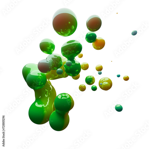 3d illustration, modern glossy metaballs with colorful gradient material. Abstract figures with the effect of liquid plastic. Minimalist design, liquid plastic, liquid glossy metal.