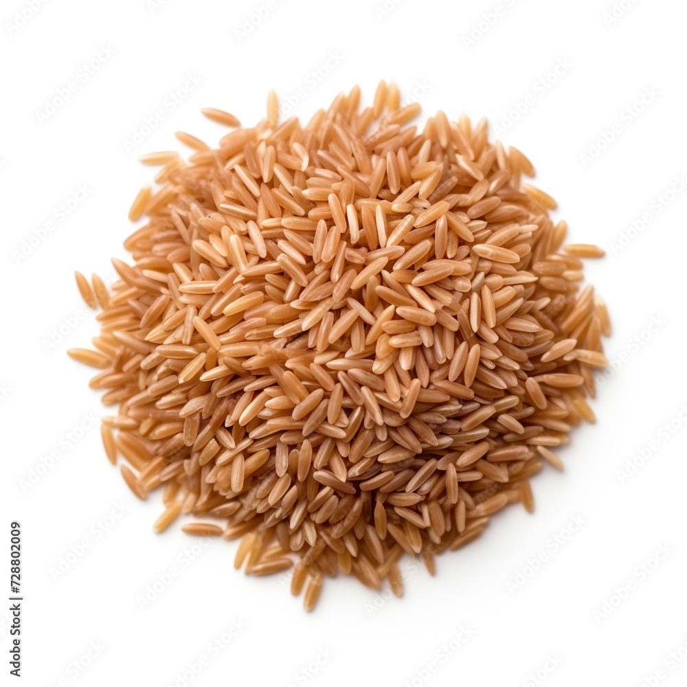 Brown rice top view isolated on a white background Brown rice top view isolated on a white background