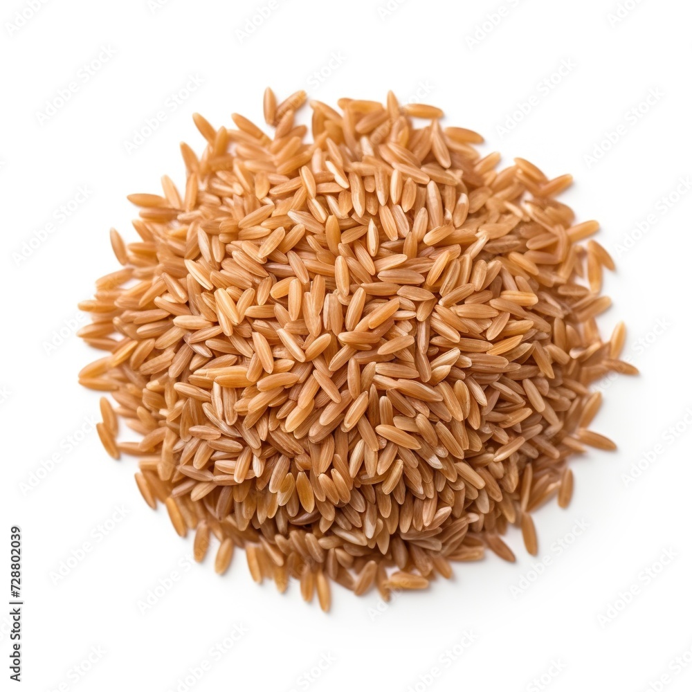 Brown rice top view isolated on a white background Brown rice top view isolated on a white background