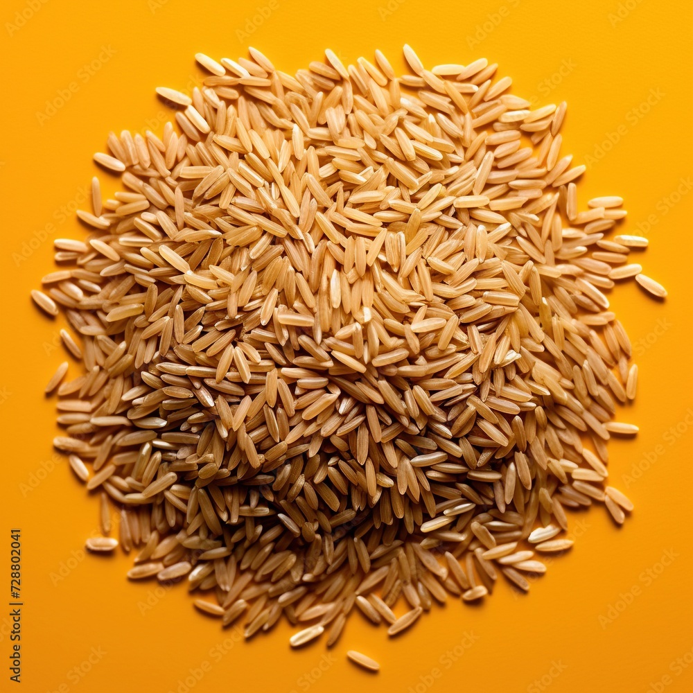 Brown rice top view isolated on a solid background Brown rice top view isolated on a solid background