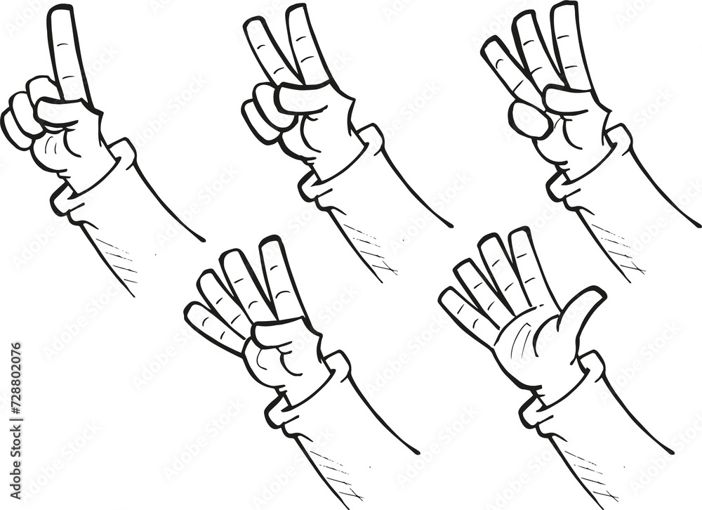 Obraz premium Hands 1 2 3 4 5 line