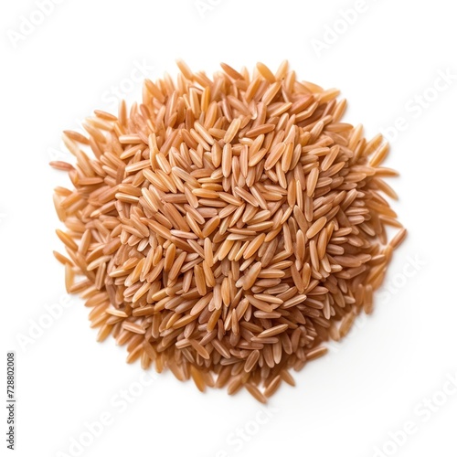 Brown rice top view isolated on a white background