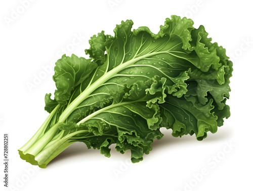 Illustration of green kale leaves isolated on white background 