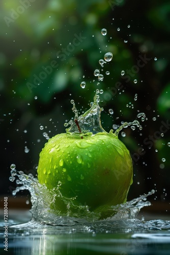 Splash of fresh green apple with a clear focus