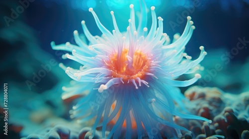 A close up of a flower on a coral. Generative AI. © Natalia