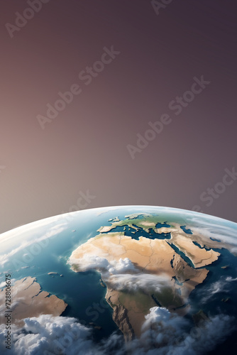 Vista majestuosa de Europa y África desde el horizonte del espacio con espacio disponible para texto photo