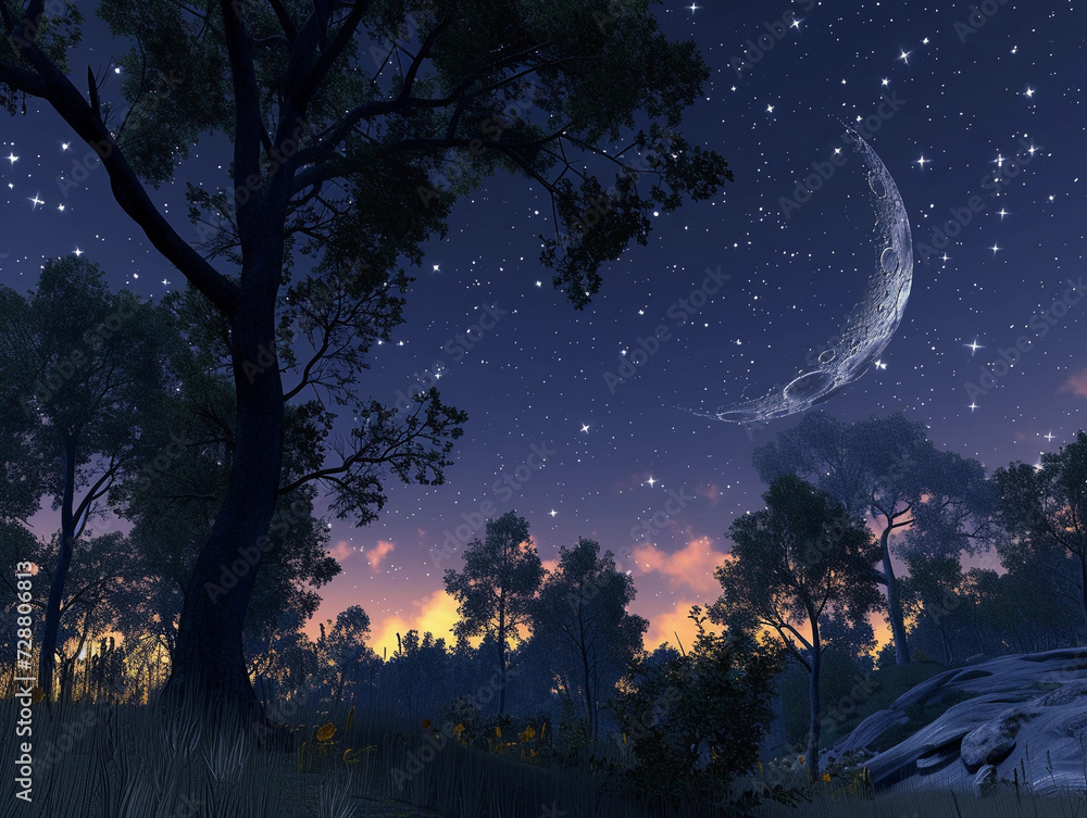 night scene in Outlook, focusing on a starry sky above a tranquil forest, with meticulous attention to the lighting and shadows created by the moon, and the intricate details of the forest foliage night scene in Outlook, focusing on a starry sky above a tranquil forest, with meticulous attention to the lighting and shadows created by the moon, and the intricate details of the forest foliage