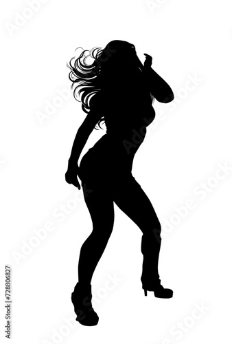 Silhouette of a dancing girl. hand drawing. Not AI. Vector illustration photo