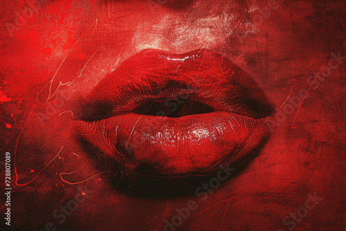 kiss with a red color and a lip and a professional overlay on the passion