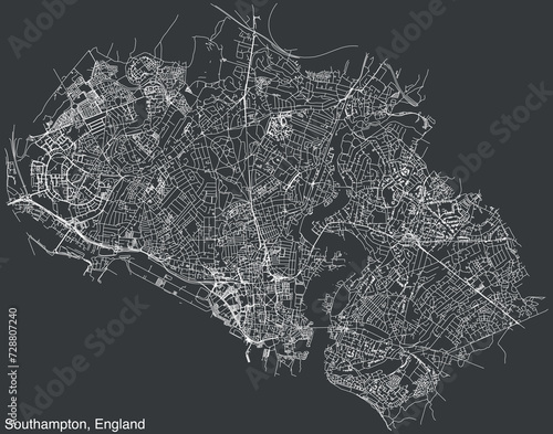 Detailed hand-drawn navigational urban street roads map of the United Kingdom city township of SOUTHAMPTON, ENGLAND with vivid road lines and name tag on solid background
