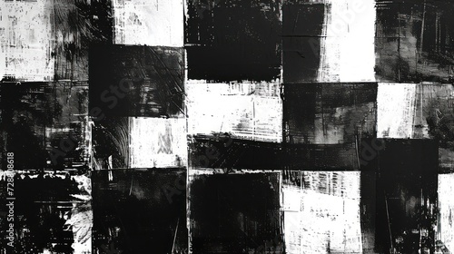 Abstract pattern consisting of monochrome squares, creating a monotype design. photo