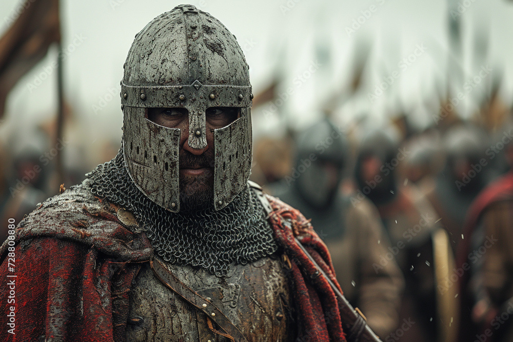 crusader in armor during a medieval battle crusader in armor during a medieval battle