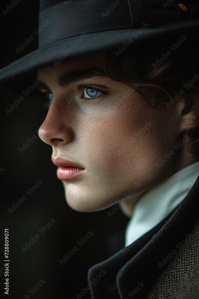 stylish man wearing in 19th century times victorian clothes and hat stylish man wearing in 19th century times victorian clothes and hat